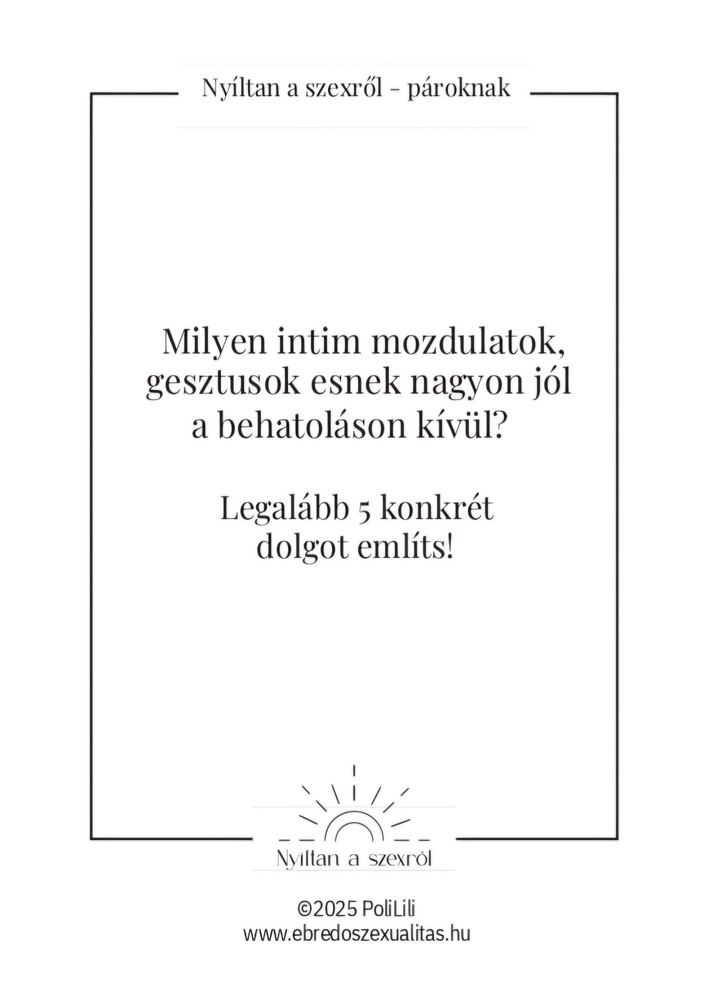 PoliLili Nyíltan a szexről Pároknak 2